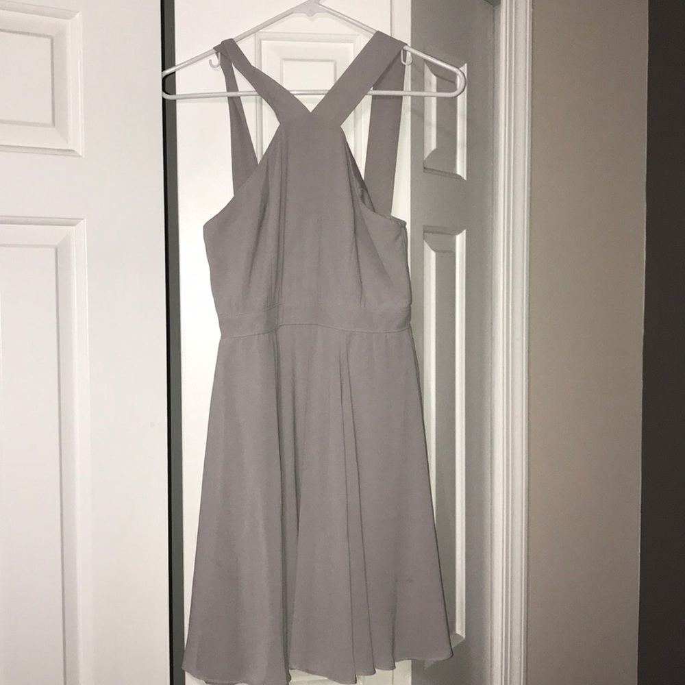 Lulu’s Grey Formal Skater Dress - Picture 1 of 3